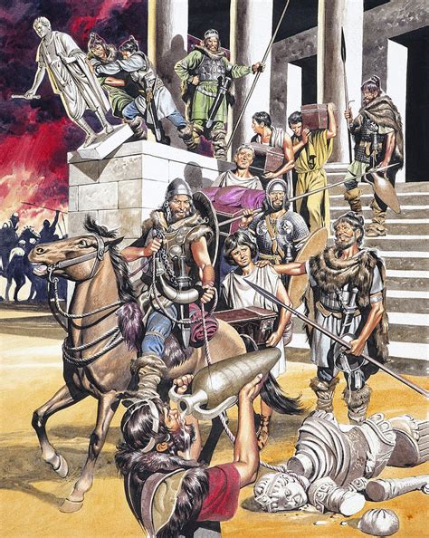 The Fall of the Roman Empire in the West Painting by Ron Embleton ...