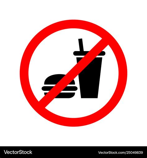 No food or drinks allowed sign Royalty Free Vector Image