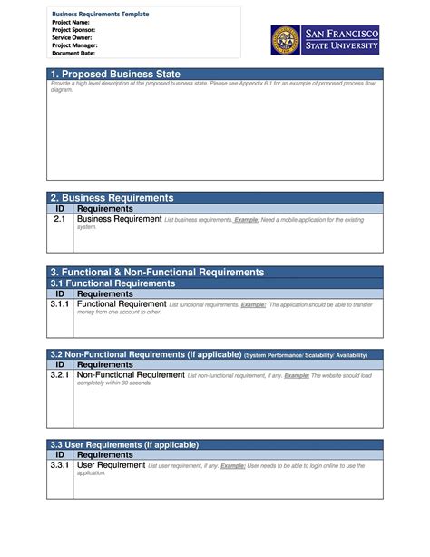 Free Requirements Document Template - Templates Printable