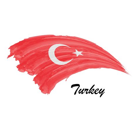 Watercolor painting flag of Turkey. Brush stroke illustration 11306801 ...