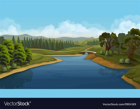 Nature landscape river background Royalty Free Vector Image