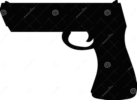 Vector Black Silhouette Pistol Icon Stock Vector - Illustration of ...