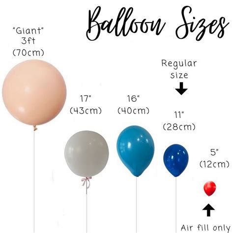 Balloon sizes | Balloons, Custom balloons, Balloon design