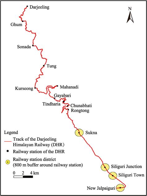 Route map of the Darjeeling Himalayan Railway (DHR). This route map was ...