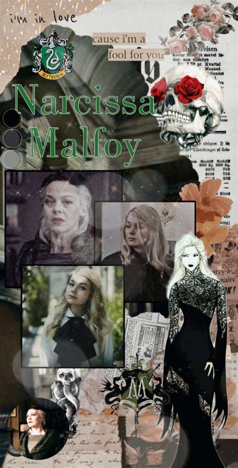 a collage of photos with the words narcissa malfoy on it