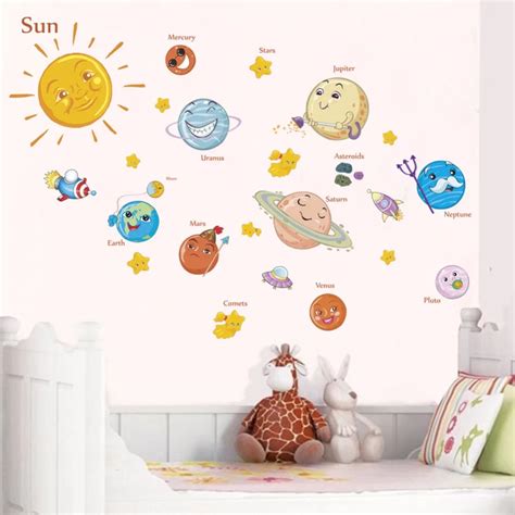 cartoon universe Space Planet wall stickers PVC self adhesive wall ...