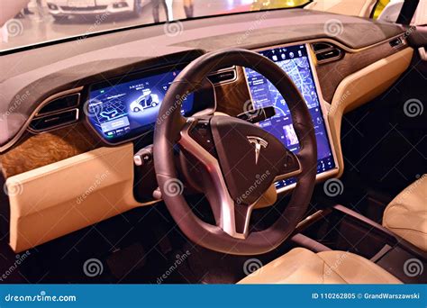 Interior of Tesla Model X 90D Car. Editorial Image - Image of backlight ...