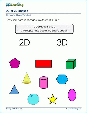 2-D vs 3-D Shape Worksheets | K5 Learning