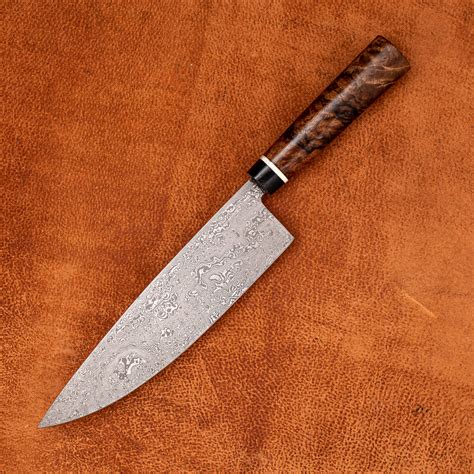 Large Kitchen Knife - Damascus - Owen Bush Bushfire Forge