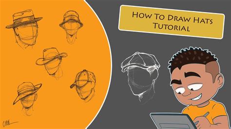 How To Draw Hats On The Head - Tutorial - YouTube