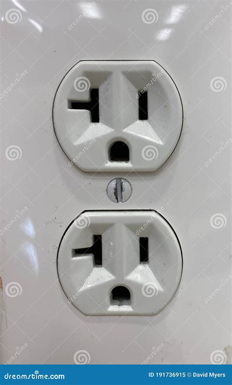 Standard 110V Electrical Wall Outlet with Ground Stock Image - Image of ...