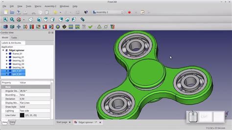 Freecad course - Assembly, example: fidget spinner - YouTube