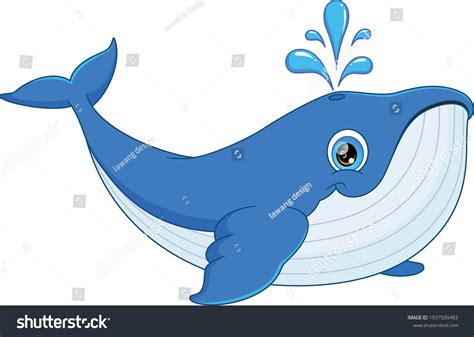 Cute Whale Cartoon Isolated On White Stock Vector (Royalty Free ...