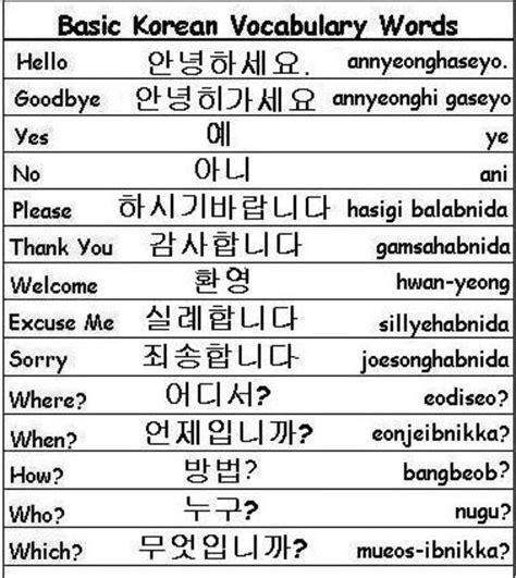 Learning Korean | Korean language learning, Korean words, Easy korean words