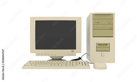 ld vintage desktop computer With keyboard and mouse. Old fashioned ...