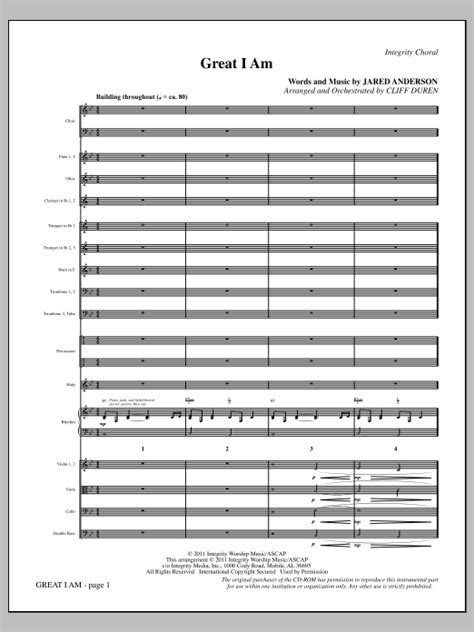 Great I Am - Full Score Sheet Music | Cliff Duren | Choir Instrumental Pak