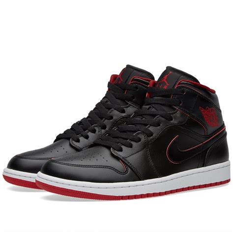 Nike Air Jordan 1 Mid Black, White & Gym Red | END.