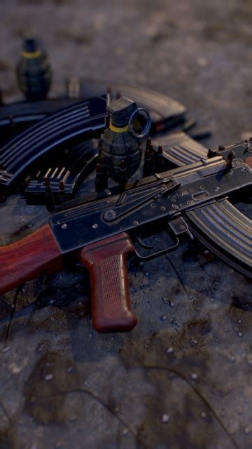 Download wallpaper rendering, weapons, gun, weapon, render, Kalashnikov ...