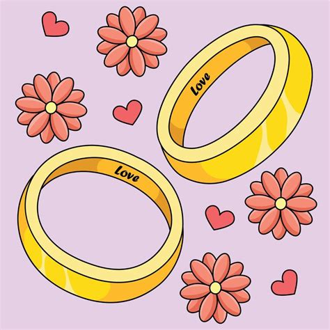 Wedding Rings Colored Cartoon Illustration 22715328 Vector Art at Vecteezy