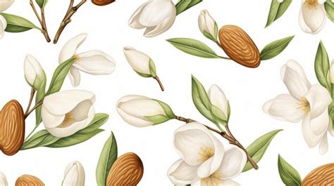 Premium AI Image | Watercolor almond pattern