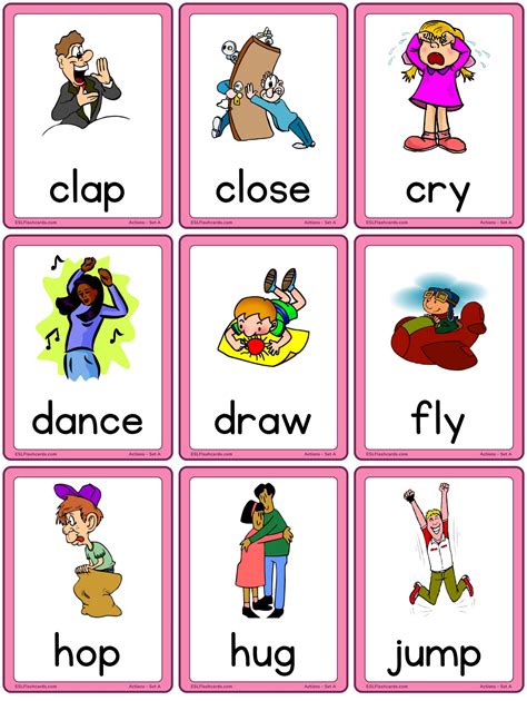 Action Flashcards – Set A – ESL Flashcards