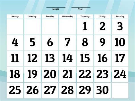 9 Best 30-Day Calendar Printable - printablee.com | Calendar template ...