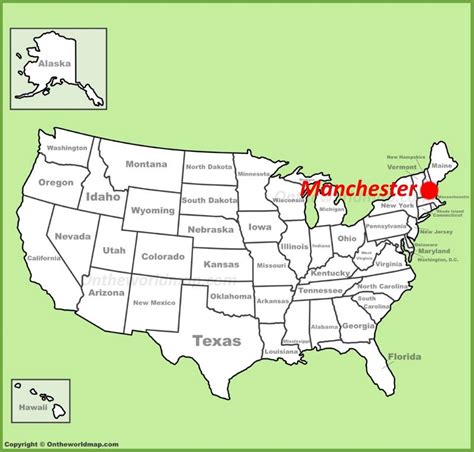 Manchester NH location on the U.S. Map - Ontheworldmap.com