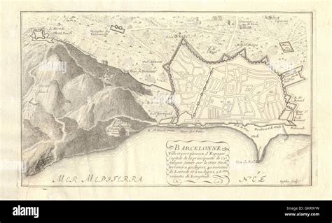 'Barcelonne'. Barcelona. Fortifed town/city plan. Spain. DE FER, 1705 ...