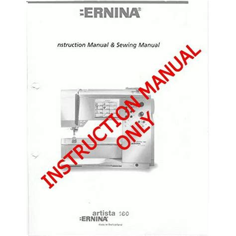 Bernina Artista 180 Embroidery Machine Owners Instruction Manual ...