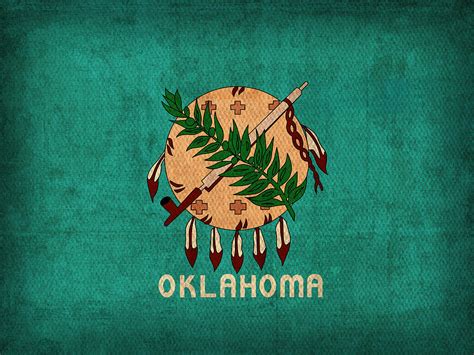 Oklahoma State Flag Art on Worn Canvas Mixed Media by Design Turnpike ...