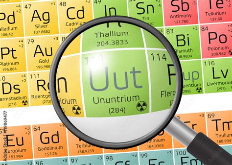 Element of Ununtrium with magnifying glass Stock Illustration | Adobe Stock