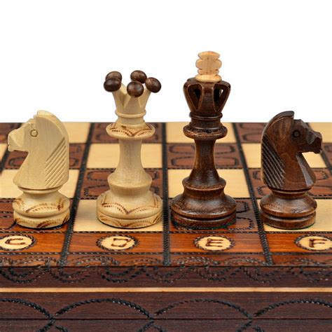 Handmade European Wooden Chess Set with 16 inch Board and Hand Carved ...