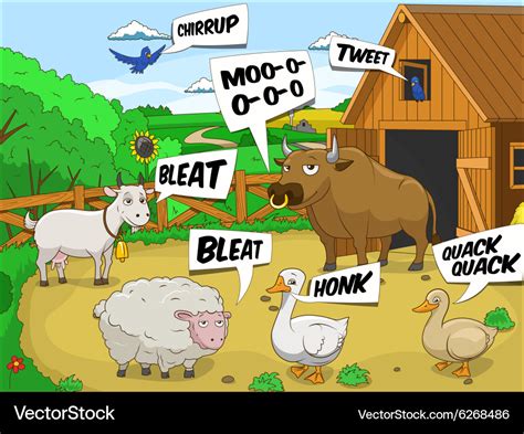 Farm animals talks sound cartoon educational Vector Image