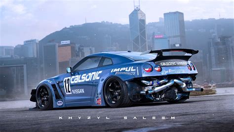 Nissan GT-R Drift Car with Exposed Rear-Mounted Turbos Rendered, Should ...