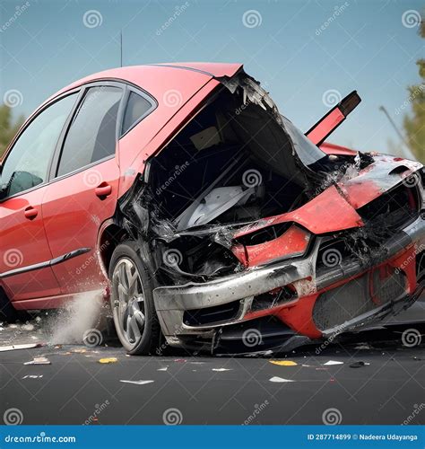 Red Car Accident or Crash on the Road with Another Car Stock ...