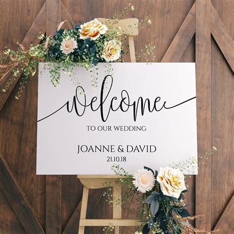 Welcome to our Wedding Sign Vinyl Decal Wooden Mirror Personalise Bride ...