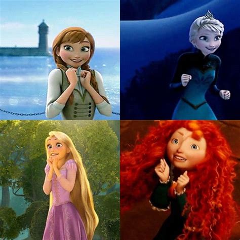 Anna, Elsa, Rapunzel, and Merida Disney Pixar Movies, Disney Crossovers ...