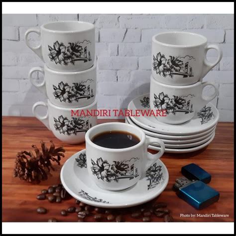 Jual Cangkir Kopi Jadul / Kopitiam / Keramik Tebal / Motif Jembatan ...