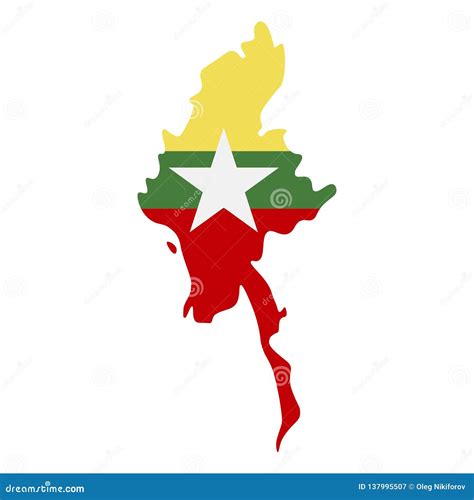 Map of Myanmar - flag stock illustration. Illustration of icon - 137995507