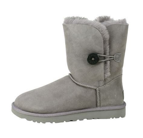 Ugg Women's Bailey Button II Grey High-Top Sheepskin Boot - 8M ...