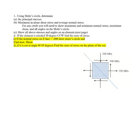 Solved 1.. Using Mohr's circle, determine (a) the principal | Chegg.com