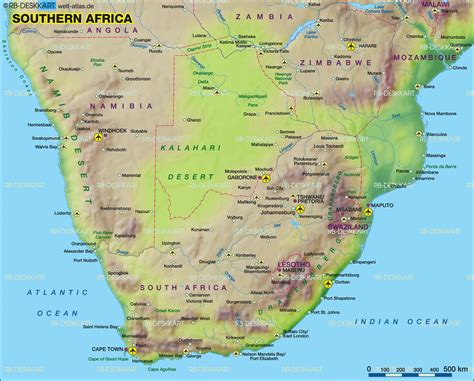 Map of Southern Africa (Region in several countries) | Welt-Atlas.de