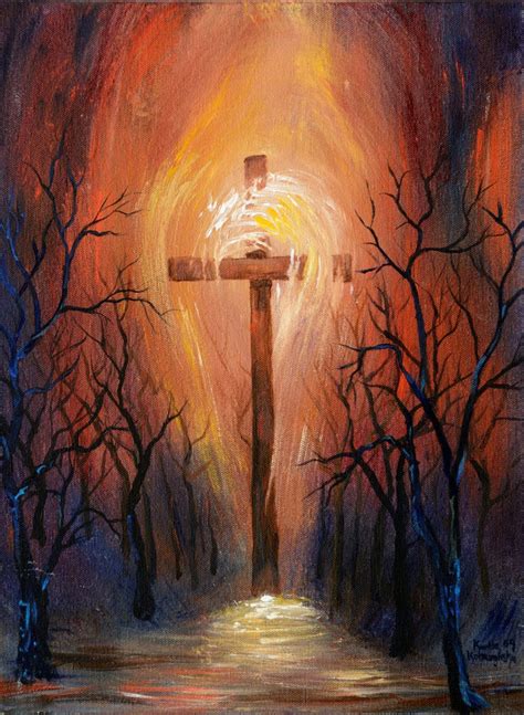 Holy Cross Acrylic Painting, Christian Art, Original Acrylic Painting ...