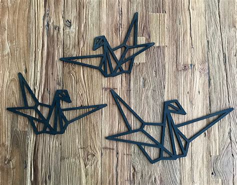 Set of 3 origami birds crane crane birds geometric wall | Etsy