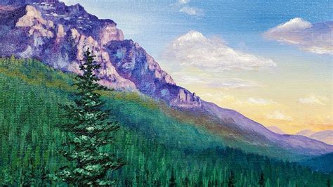 Mountain Pine Tree Landscape Acrylic Painting LIVE Tutorial - YouTube