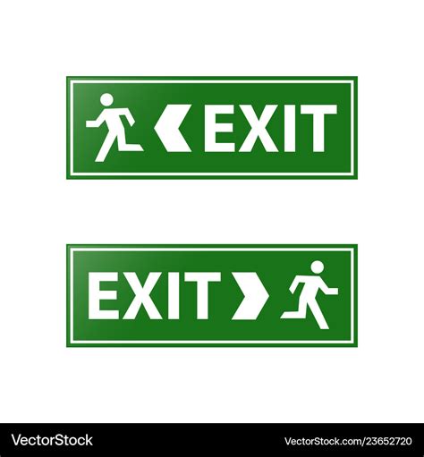 Green emergency exit sign Royalty Free Vector Image