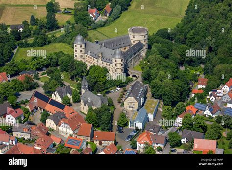 Aerial view, Wewelsburg, hill Castle in the district Wewelsburg town ...