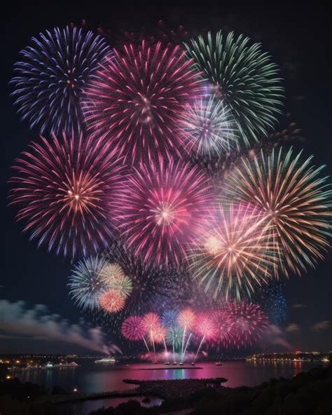 Premium AI Image | Colorful fireworks happy new year 2024 celebration