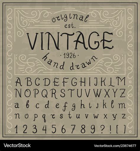 Vintage whiskey font handwritten alphabet letters Vector Image