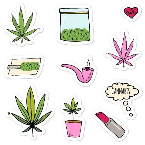 Cannabis Doodles Girly Weed Vinilo Pegatina 10 Pack hoja de - Etsy España